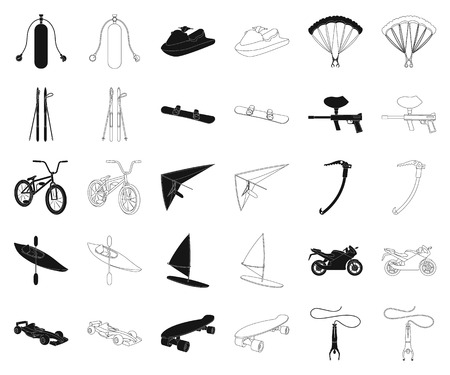 Extreme sport black,outline icons in set collection for design.Different kinds of sports vector symbol stock web illustration.のイラスト素材