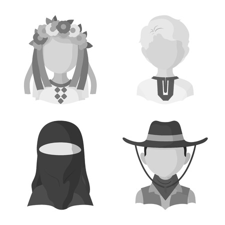 Vector illustration of person and culture symbol. Set of person and race  vector icon for stock.のイラスト素材