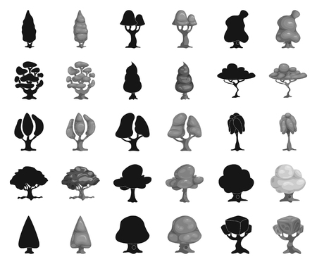 Vector design of tree and nature sign. Set of tree and crown stock symbol for web.のイラスト素材