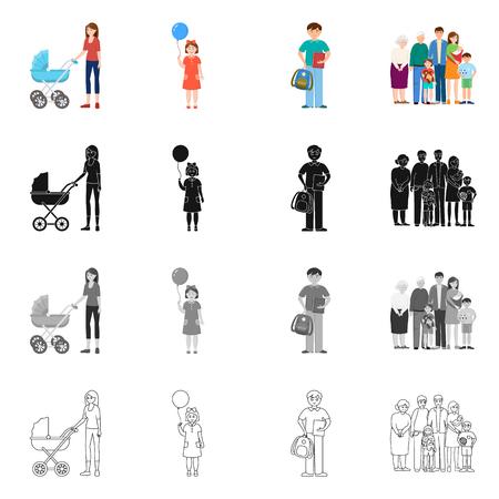 Vector design of character and avatar  sign. Set of character and portrait stock vector illustration.のイラスト素材