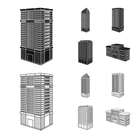 Vector design of construction and building sign. Set of construction and estate stock symbol for web.のイラスト素材