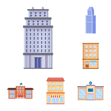 Isolated object of facade and building sign. Collection of facade and exterior  stock vector illustration.のイラスト素材