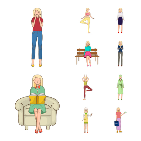 Vector design of woman and body logo. Set of woman and style stock symbol for web.のイラスト素材