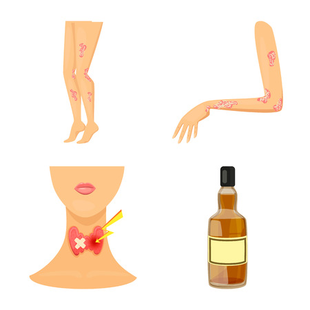 Isolated object of pain  and dermatology sign.のイラスト素材