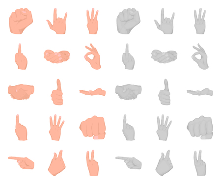 Hand gesture cartoon,mono icons in set collection for design. Palm and finger vector symbol stock web illustration.のイラスト素材