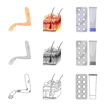 Isolated object of medical and pain  sign. Set of medical and disease vector icon for stock.のイラスト素材