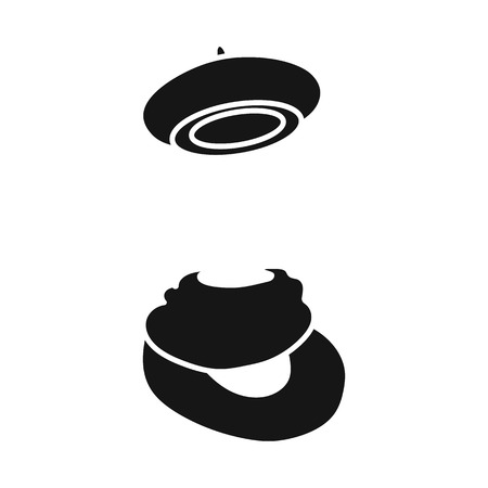 Vector illustration of beret and red icon. Collection of beret and pink stock symbol for web.のイラスト素材