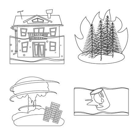 Isolated object of cataclysm and disaster symbol. Set of cataclysm and apocalypse  stock vector illustration.のイラスト素材