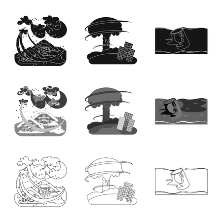Vector design of weather and distress icon. Collection of weather and crash vector icon for stock.のイラスト素材