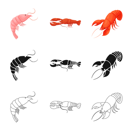 Vector illustration of appetizer and ocean icon. Collection of appetizer and delicacy vector icon for stock.のイラスト素材