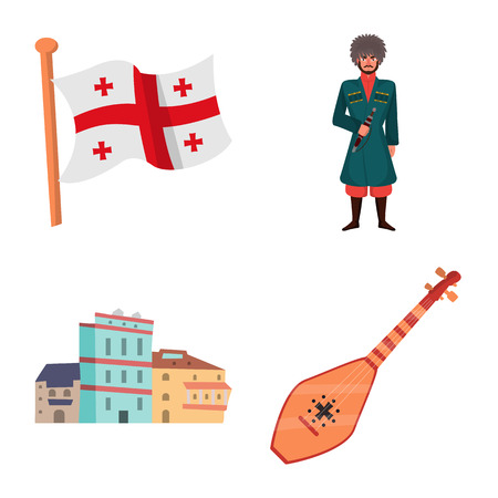 Isolated object of Caucasus and traditions sign. Collection of Caucasus and attributes stock symbol for web.のイラスト素材