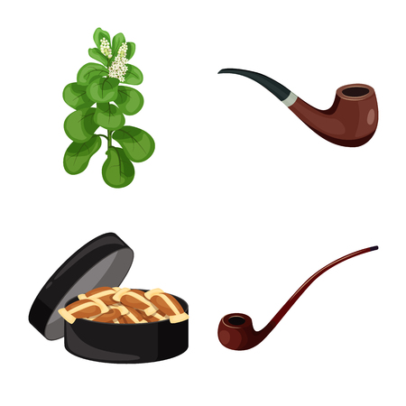 Vector design of cigarette and tobacco sign. Collection of cigarette and nicotine stock vector illustration.のイラスト素材