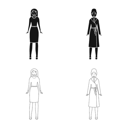 Vector illustration of posture and mood symbol. Set of posture and female stock symbol for web.のイラスト素材