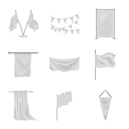 Vector design of promotional  and textile  logo. Collection of promotional  and white  vector icon for stock.のイラスト素材