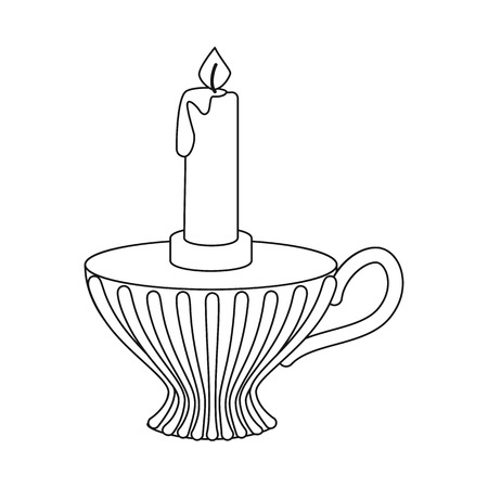 Isolated object of candle and candlestick  icon. Collection of candle and retro stock symbol for web.のイラスト素材