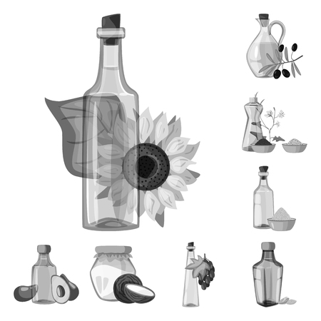 Vector illustration of nutrition and organics icon. Collection of nutrition and glass  stock symbol for web.のイラスト素材