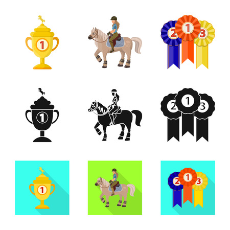 Vector illustration of equipment and riding sign. Set of equipment and competition stock symbol for web.のイラスト素材