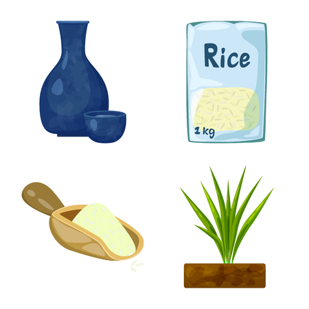 Vector illustration of food and organic sign. Set of food and agricultural vector icon for stock.のイラスト素材