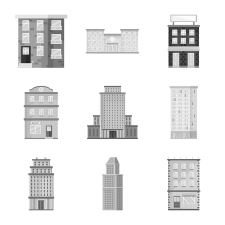 Vector illustration of construction  and city icon. Collection of construction  and center stock vector illustration.のイラスト素材