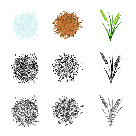 Vector illustration of crop and ecological icon. Set of crop and cooking vector icon for stock.のイラスト素材