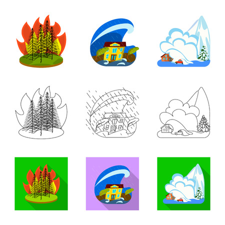 Vector design of weather and distress sign. Collection of weather and crash stock symbol for web.のイラスト素材