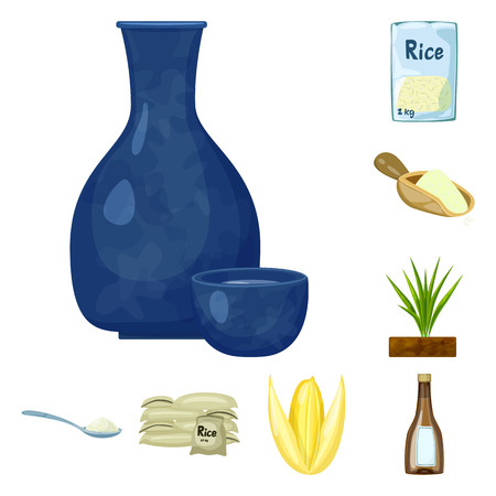 Vector design of food and organic symbol. Set of food and agricultural vector icon for stock.のイラスト素材