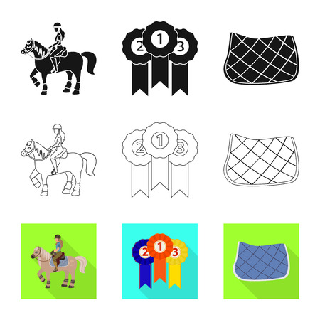 Vector illustration of equipment and riding logo. Set of equipment and competition stock symbol for web.のイラスト素材