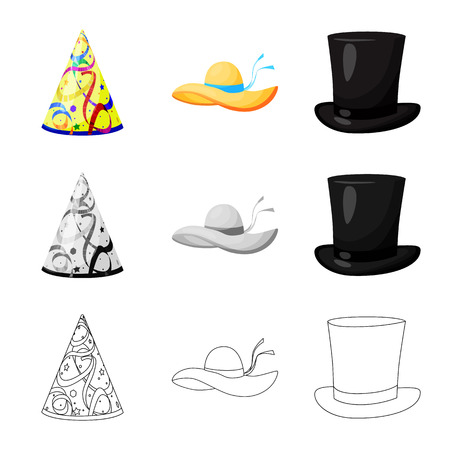 Vector design of clothing and cap logo. Set of clothing and beret stock vector illustration.のイラスト素材