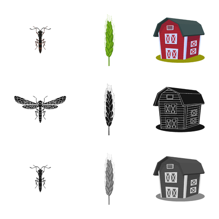 Vector illustration of agriculture and farming symbol. Collection of agriculture and plant  stock vector illustration.のイラスト素材