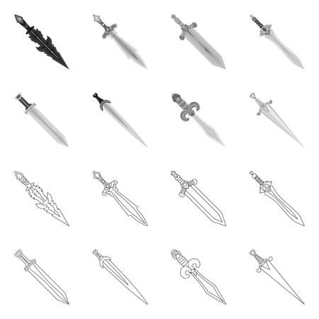 Vector design of game  and armor  sign. Set of game  and blade  stock vector illustration.のイラスト素材