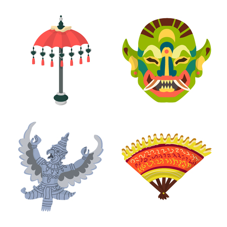 Vector design of Bali and Indonesia. Collection of Bali and Caribbean stock vector illustration.のイラスト素材