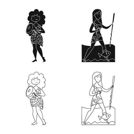Vector illustration of evolution  and prehistory logo. Collection of evolution  and development  vector icon for stock.のイラスト素材