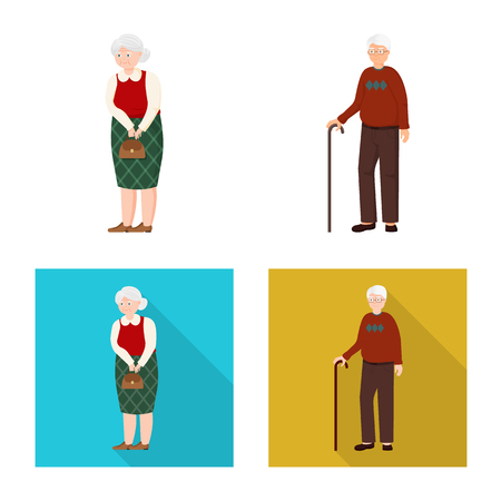 Vector illustration of character and avatar  icon. Set of character and portrait stock vector illustration.のイラスト素材