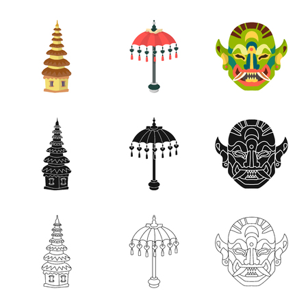 Vector illustration of  and travel sign. Set of  and traditional stock vector illustration.のイラスト素材
