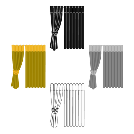 Curtains, single icon in cartoon,black style.Curtains, vector symbol stock illustration web.のイラスト素材