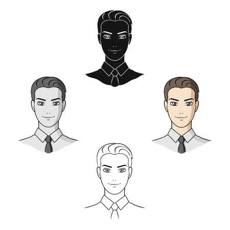 Avatar of a man in a shirt.Avatar and face single icon in cartoon,black style vector symbol stock illustration.のイラスト素材
