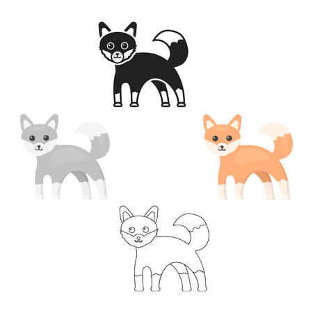 Fox icon cartoon,black. Singe animal icon from the big animals cartoon,black.のイラスト素材
