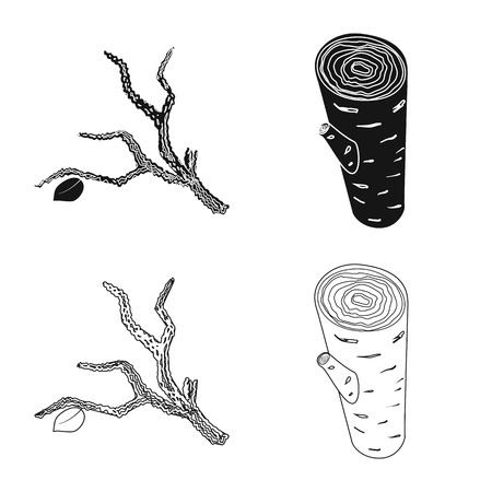 Isolated object of tree   and raw  symbol. Set of tree   and construction stock vector illustration.のイラスト素材