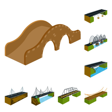 Isolated object of bridgework and architecture. Collection of bridgework and structure  stock symbol for web.のイラスト素材