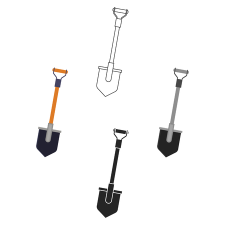Shovel icon in cartoon,black style isolated on white background. Mine symbol stock vector illustration.のイラスト素材