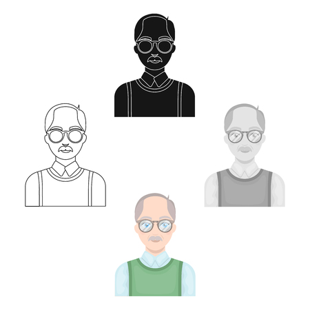 Old man.Old age single icon in cartoon,black style vector symbol stock illustration web.のイラスト素材