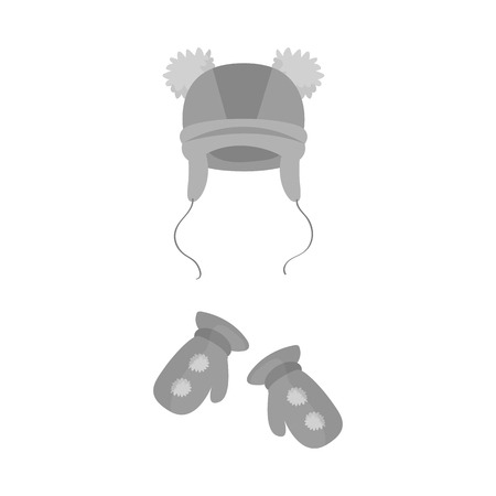 Vector design of hat  and pompom icon. Collection of hat  and kids   stock symbol for web.のイラスト素材