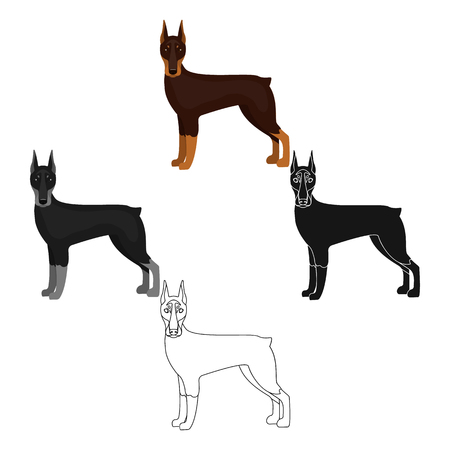 Doberman, single icon in cartoon,black style.Doberman, vector symbol stock illustration web.のイラスト素材