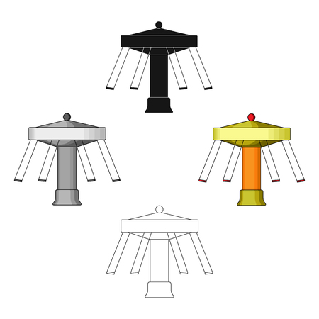 Carousel with seats on chains for children. Amusement park.Amusement park single icon in cartoon,black style vector symbol stock illustration.のイラスト素材