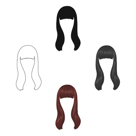 Dark long.Back hairstyle single icon in cartoon,black style vector symbol stock illustration web.のイラスト素材