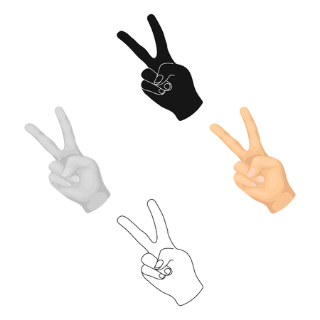Peace symbol gesture.Hippy single icon in cartoon,black style vector symbol stock illustration web.のイラスト素材