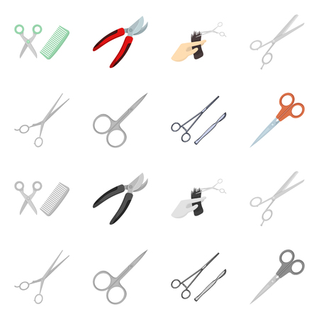 Vector design of scissor and craft  symbol. Collection of scissor and open vector icon for stock.のイラスト素材