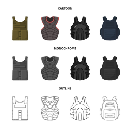 Vector illustration of flak and jacket icon. Set of flak and body vector icon for stock.のイラスト素材