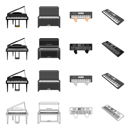 Isolated object of music and piano icon. Collection of music and song stock vector illustration.のイラスト素材