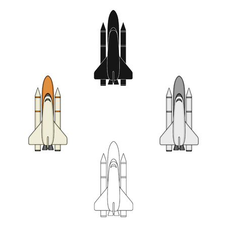Delivery of the space shuttle.Space technology single icon in cartoon,black style vector symbol stock illustration web.のイラスト素材